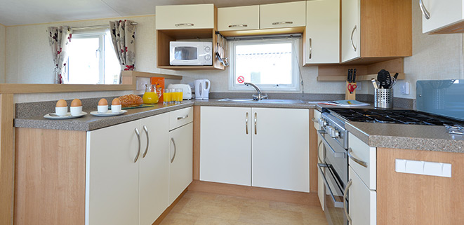 Gold Caravan Kitchen Area