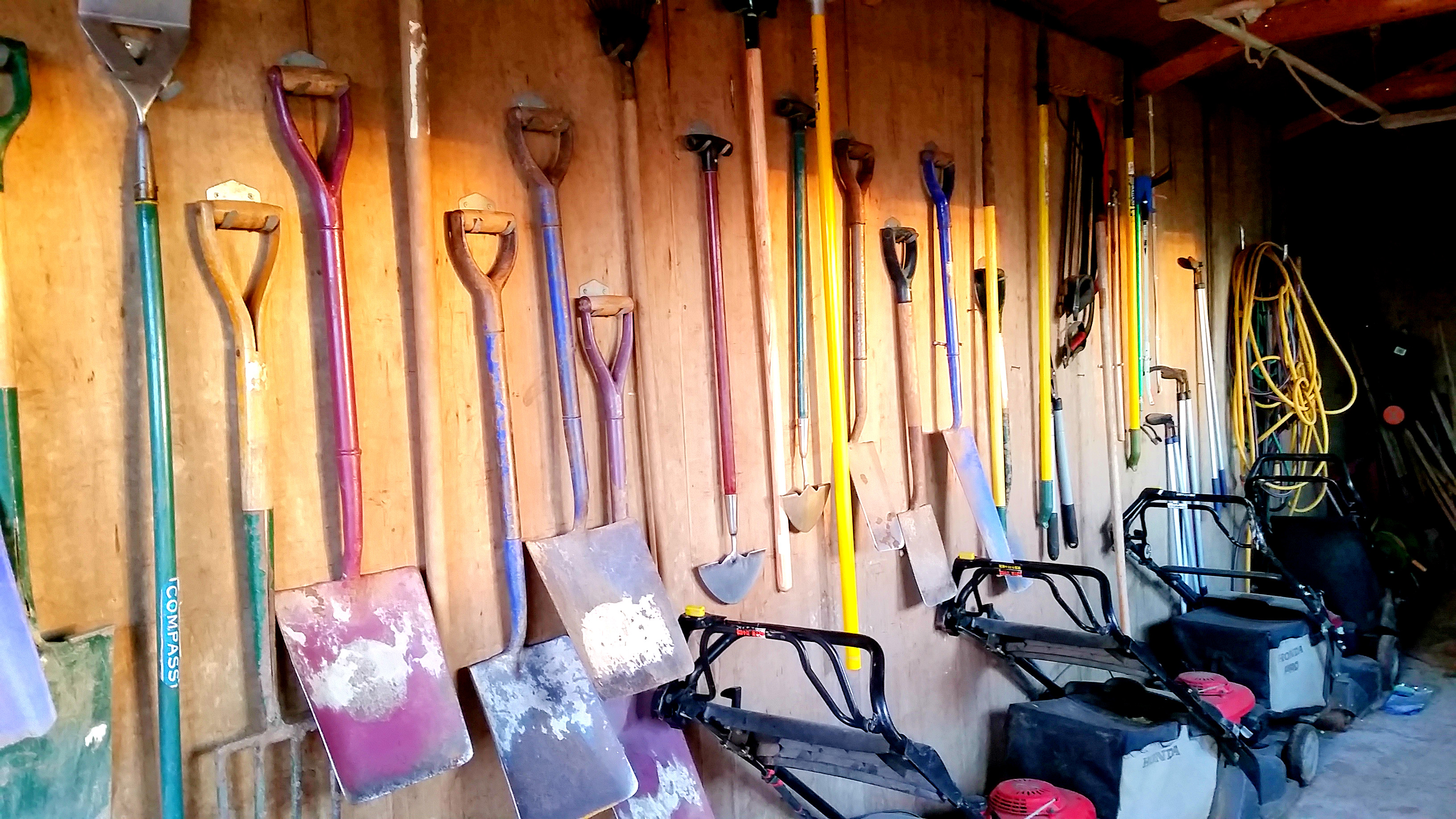 a picture fo our tool hanging in our tool shed