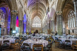 Image of the interior of Exeter Cathedral setup for the South West Tourism Excellence Awards 2016